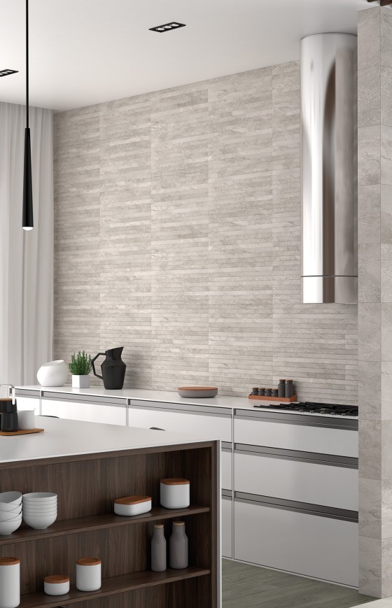 Future Stone Grey Overlap Decor Ceramic Wall Tile 300x600mm